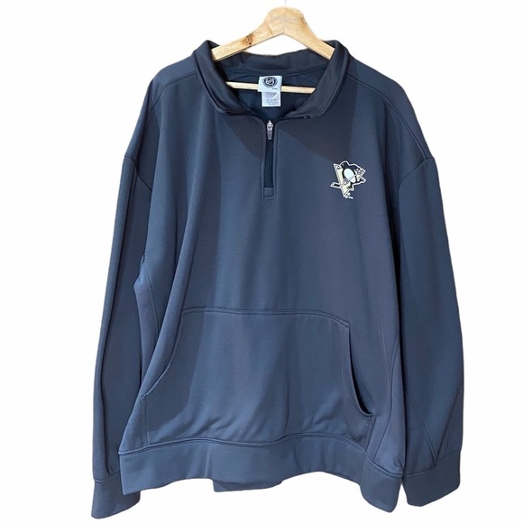 NHL Men's 1/4 Zip‎ Up LOGO Pittsburgh Penguins Pullover Sweatshirt Hoodie 2XL - Picture 1 of 8